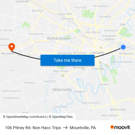 106 Pitney Rd.  Non Hacc Trips to Mountville, PA map