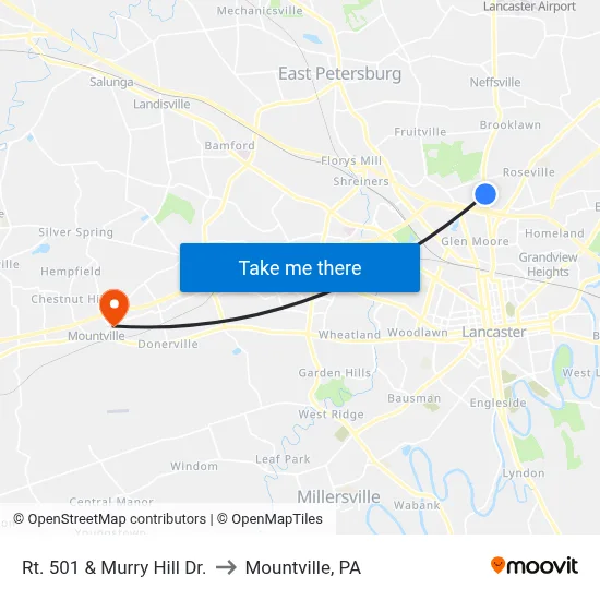 Rt. 501 & Murry Hill Dr. to Mountville, PA map