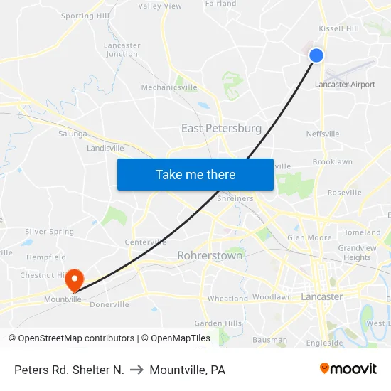 Peters Rd. Shelter N. to Mountville, PA map