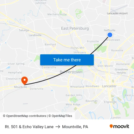 Rt. 501 & Echo Valley Lane to Mountville, PA map
