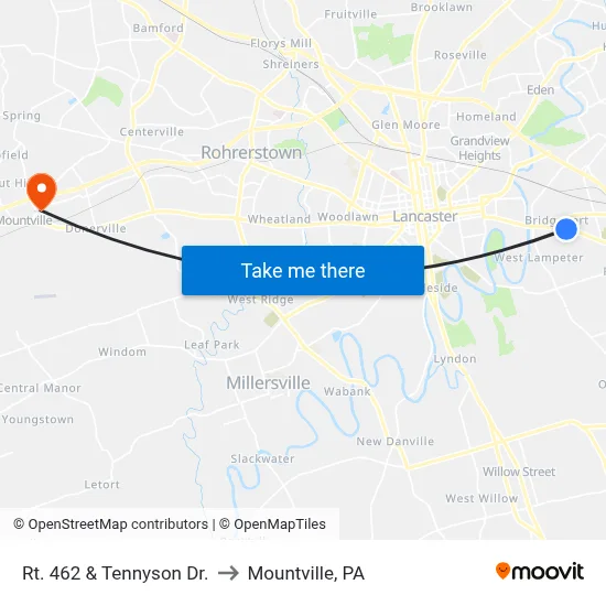 Rt. 462 & Tennyson Dr. to Mountville, PA map