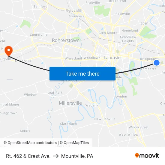 Rt. 462 & Crest Ave. to Mountville, PA map