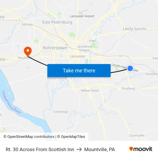Rt. 30 Across From Scottish Inn to Mountville, PA map