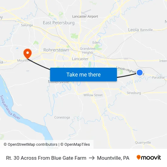 Rt. 30 Across From Blue Gate Farm to Mountville, PA map