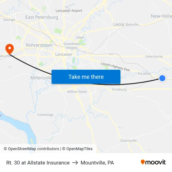 Rt. 30 at Allstate Insurance to Mountville, PA map