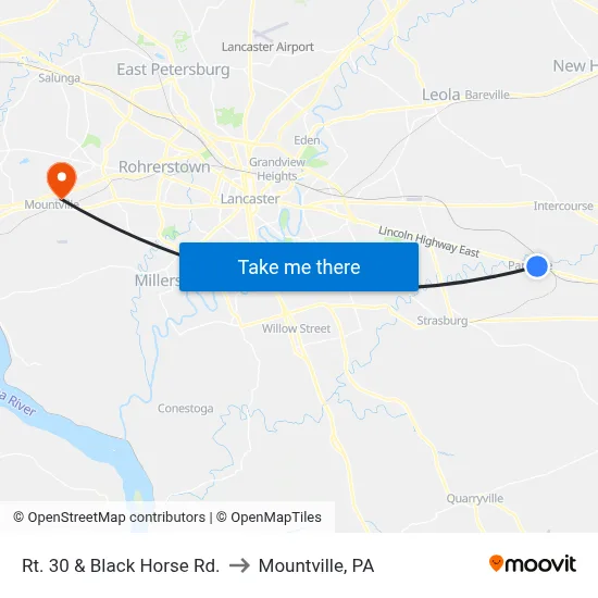 Rt. 30 & Black Horse Rd. to Mountville, PA map
