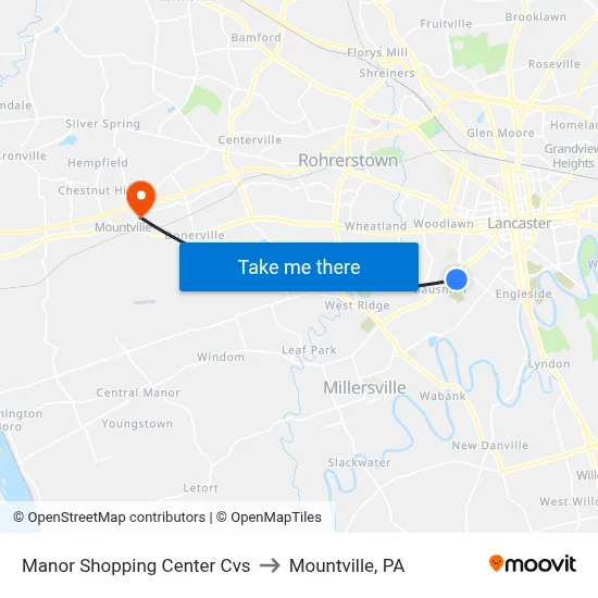 Manor Shopping Center Cvs to Mountville, PA map