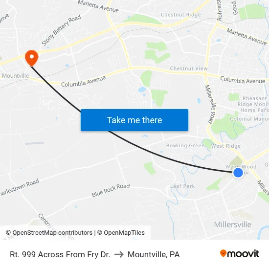 Rt. 999 Across From Fry Dr. to Mountville, PA map