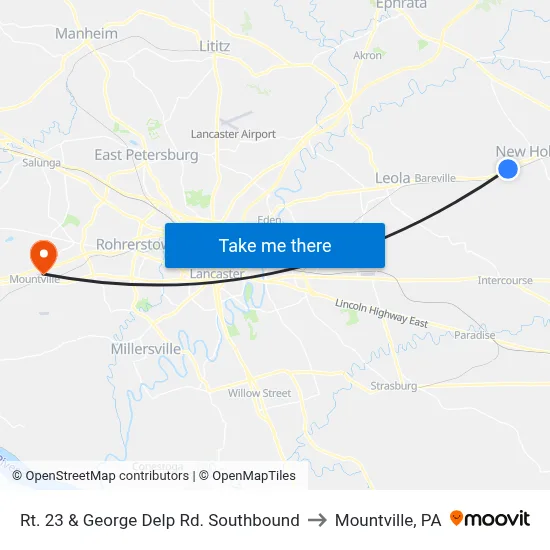 Rt. 23 & George Delp Rd. Southbound to Mountville, PA map