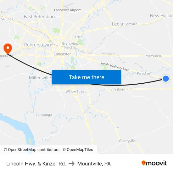 Lincoln Hwy. & Kinzer Rd. to Mountville, PA map