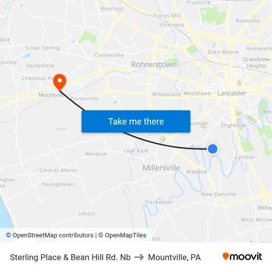 Sterling Place & Bean Hill Rd. Nb to Mountville, PA map