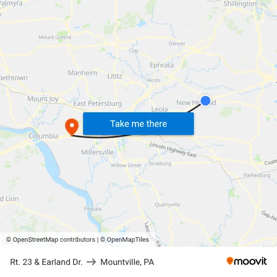 Rt. 23 & Earland Dr. to Mountville, PA map
