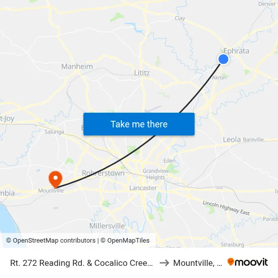 Rt. 272 Reading Rd. & Cocalico Creek Rd. to Mountville, PA map