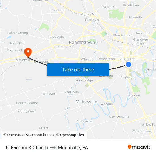 E. Farnum & Church to Mountville, PA map