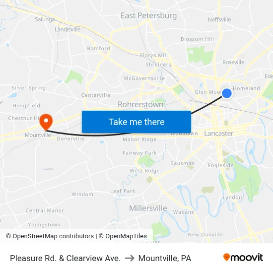 Pleasure Rd. & Clearview Ave. to Mountville, PA map