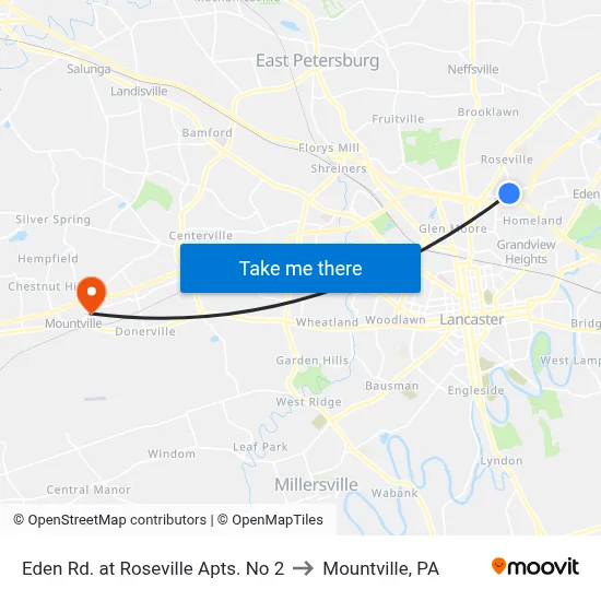 Eden Rd. at Roseville Apts. No 2 to Mountville, PA map