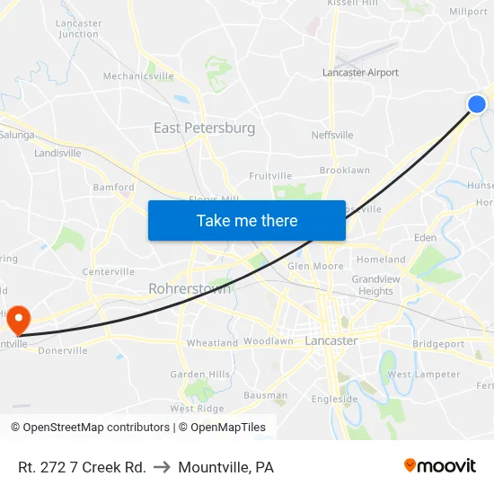 Rt. 272 7 Creek Rd. to Mountville, PA map