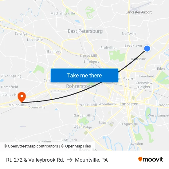 Rt. 272 & Valleybrook Rd. to Mountville, PA map