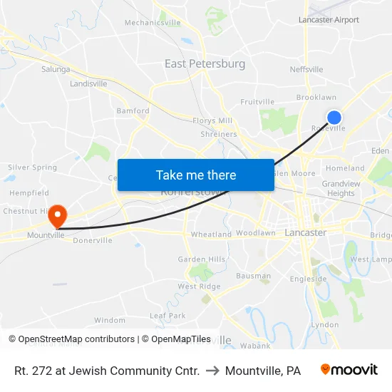 Rt. 272 at Jewish Community Cntr. to Mountville, PA map