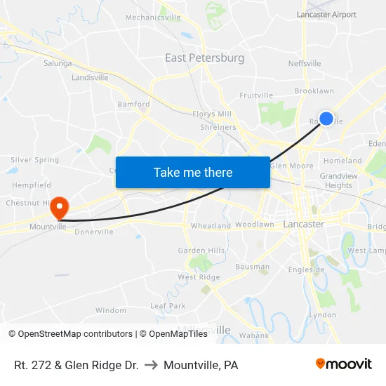 Rt. 272 & Glen Ridge Dr. to Mountville, PA map