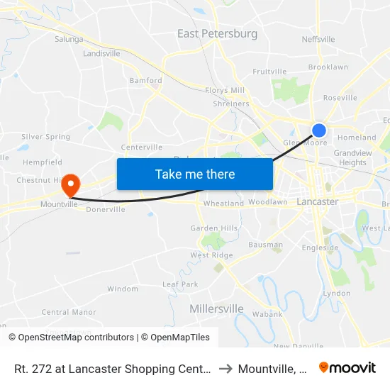 Rt. 272 at Lancaster Shopping Center to Mountville, PA map