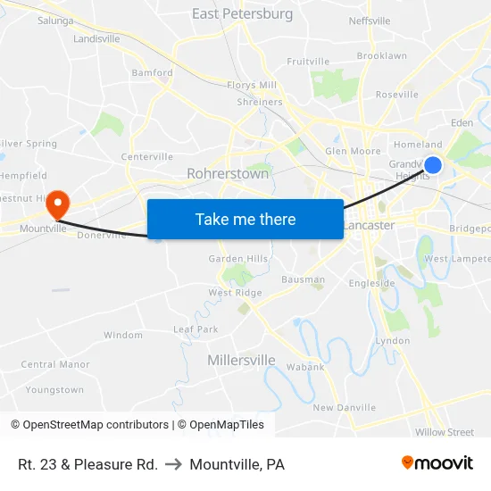Rt. 23 & Pleasure Rd. to Mountville, PA map