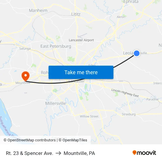 Rt. 23 & Spencer Ave. to Mountville, PA map