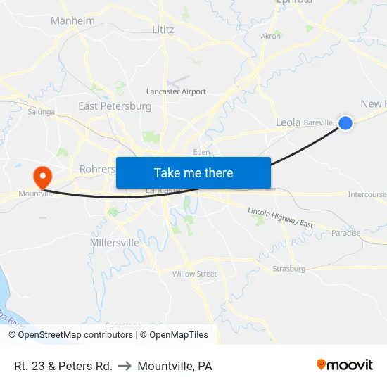 Rt. 23 & Peters Rd. to Mountville, PA map