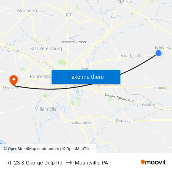 Rt. 23 & George Delp Rd. to Mountville, PA map