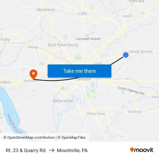 Rt. 23 & Quarry Rd. to Mountville, PA map