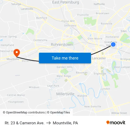 Rt. 23 & Cameron Ave. to Mountville, PA map