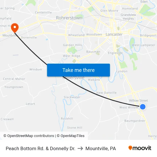 Peach Bottom Rd. & Donnelly Dr. to Mountville, PA map