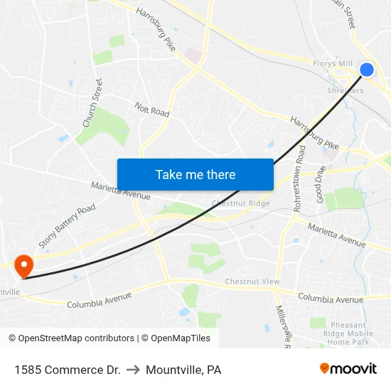 1585 Commerce Dr. to Mountville, PA map
