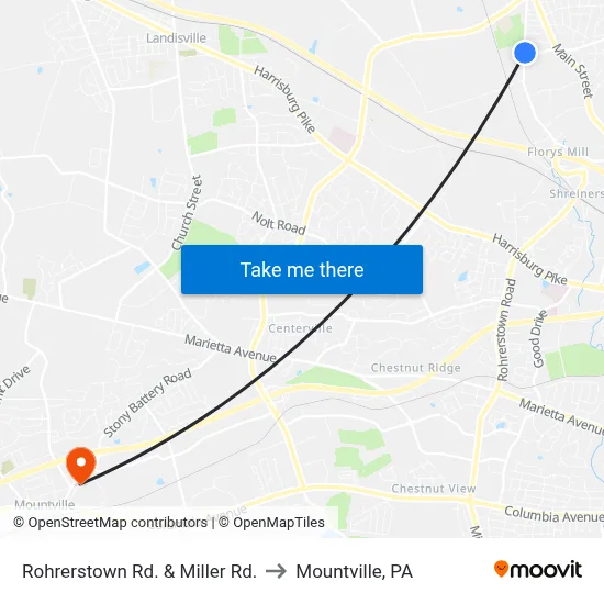 Rohrerstown Rd. & Miller Rd. to Mountville, PA map