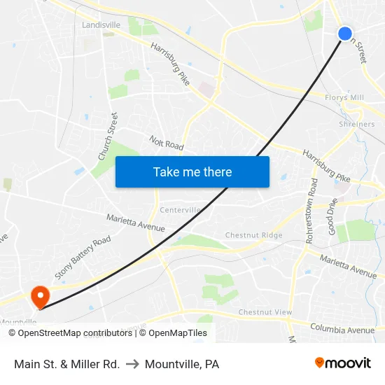 Main St. & Miller Rd. to Mountville, PA map