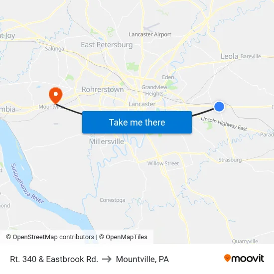 Rt. 340 & Eastbrook Rd. to Mountville, PA map