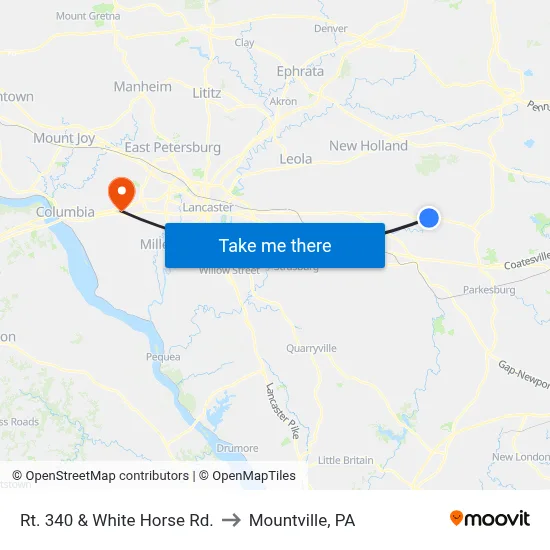 Rt. 340 & White Horse Rd. to Mountville, PA map