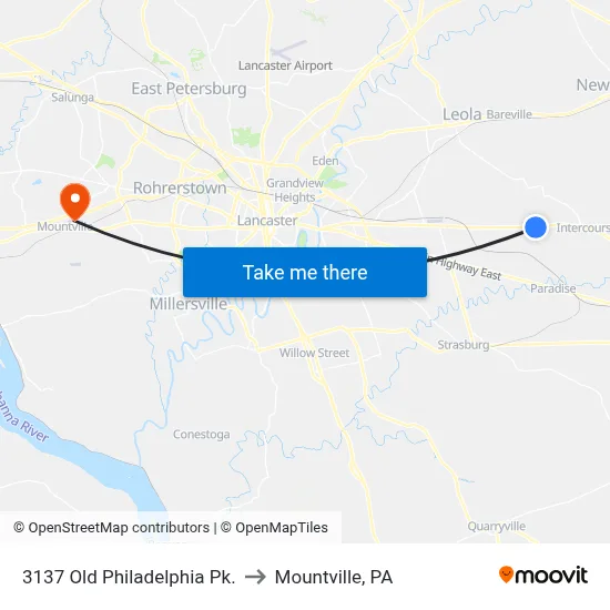 3137 Old Philadelphia Pk. to Mountville, PA map