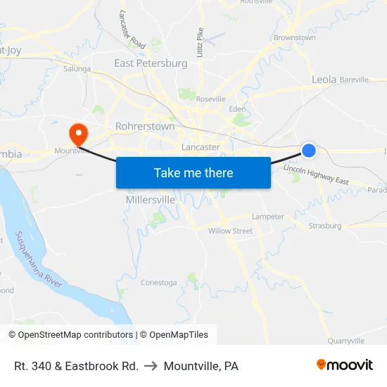 Rt. 340 & Eastbrook Rd. to Mountville, PA map