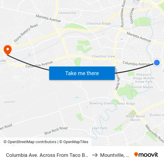 Columbia Ave. Across From Taco Bell to Mountville, PA map