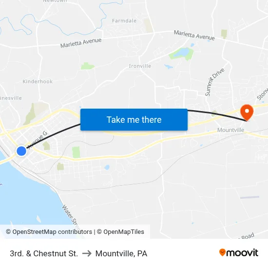 3rd. & Chestnut St. to Mountville, PA map