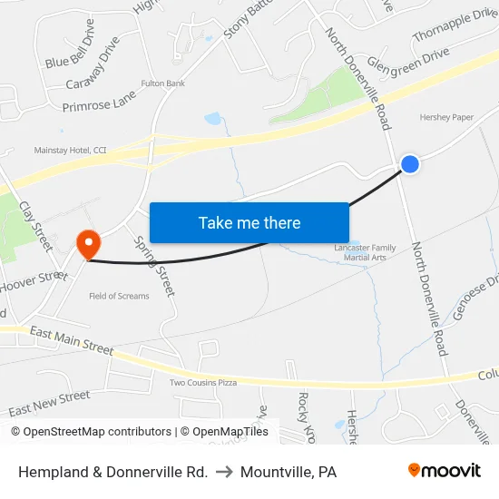Hempland & Donnerville Rd. to Mountville, PA map