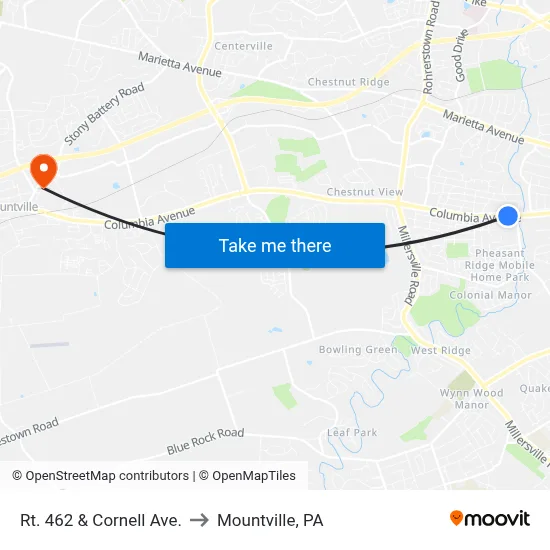 Rt. 462 & Cornell Ave. to Mountville, PA map