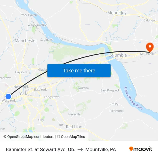 Bannister St. at Seward Ave. Ob. to Mountville, PA map