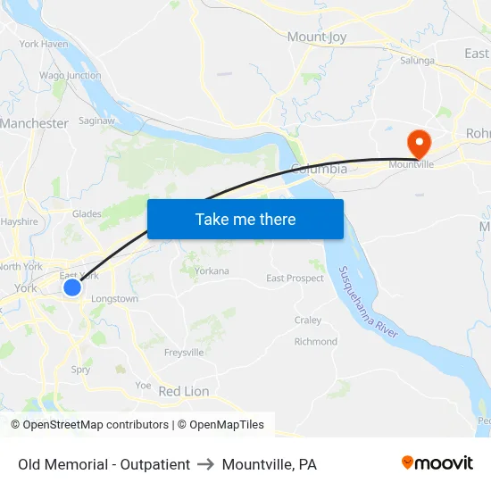 Old Memorial - Outpatient to Mountville, PA map