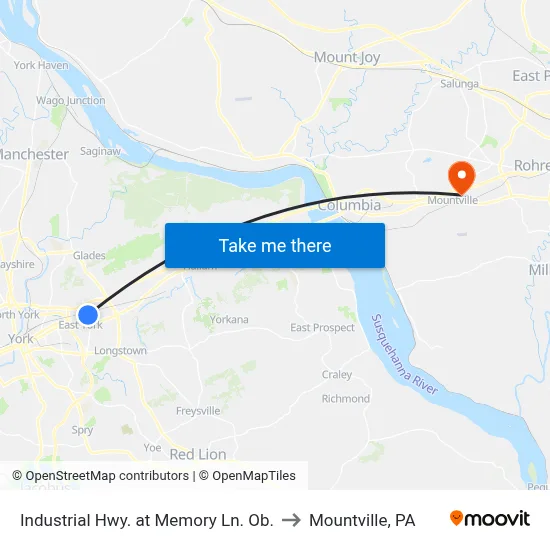 Industrial Hwy. at Memory Ln. Ob. to Mountville, PA map