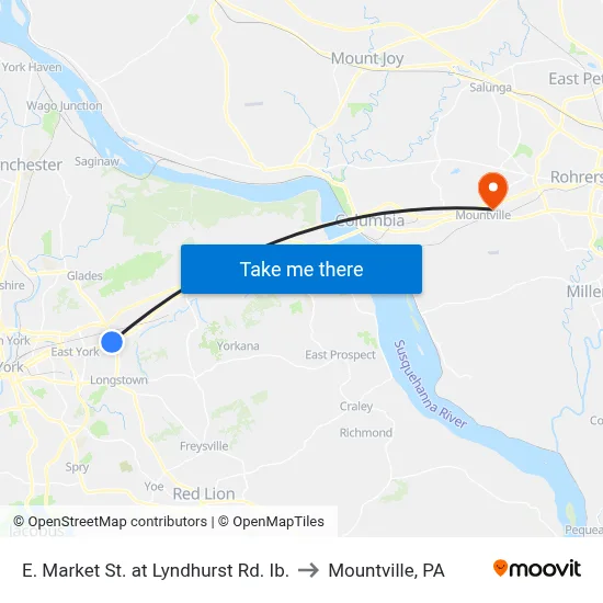 E. Market St. at Lyndhurst Rd. Ib. to Mountville, PA map