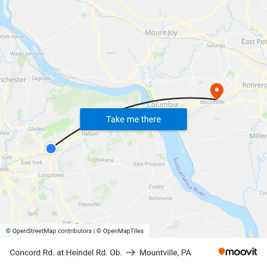 Concord Rd. at Heindel Rd. Ob. to Mountville, PA map