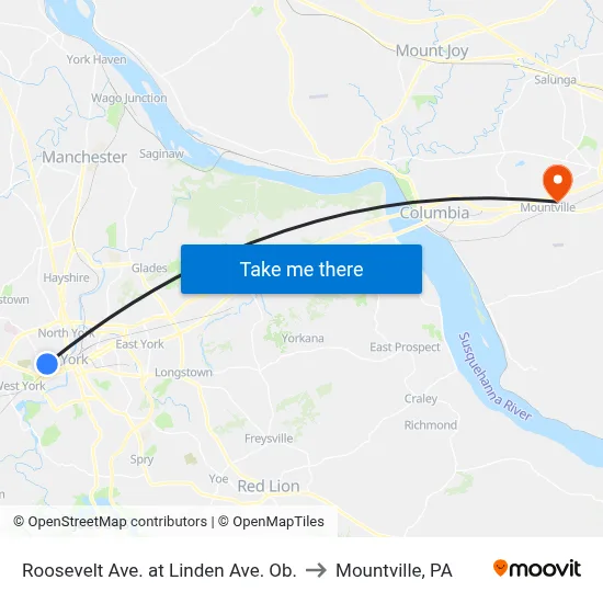 Roosevelt Ave. at Linden Ave. Ob. to Mountville, PA map
