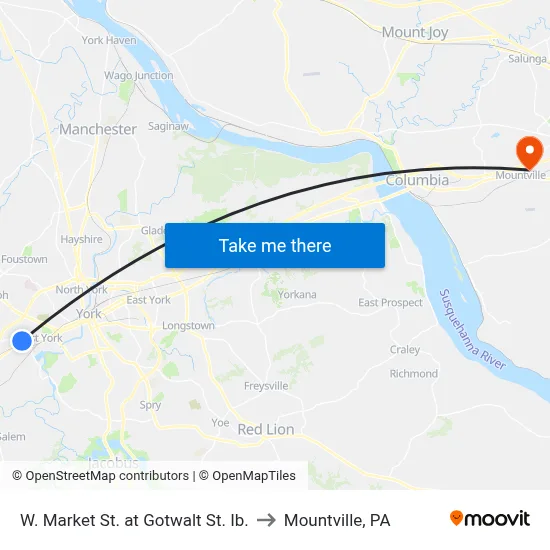 W. Market St. at Gotwalt St. Ib. to Mountville, PA map